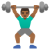 man lifting weights, medium-dark skin tone